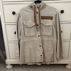 Free People Beige Military Field Jacket - Size X-Small